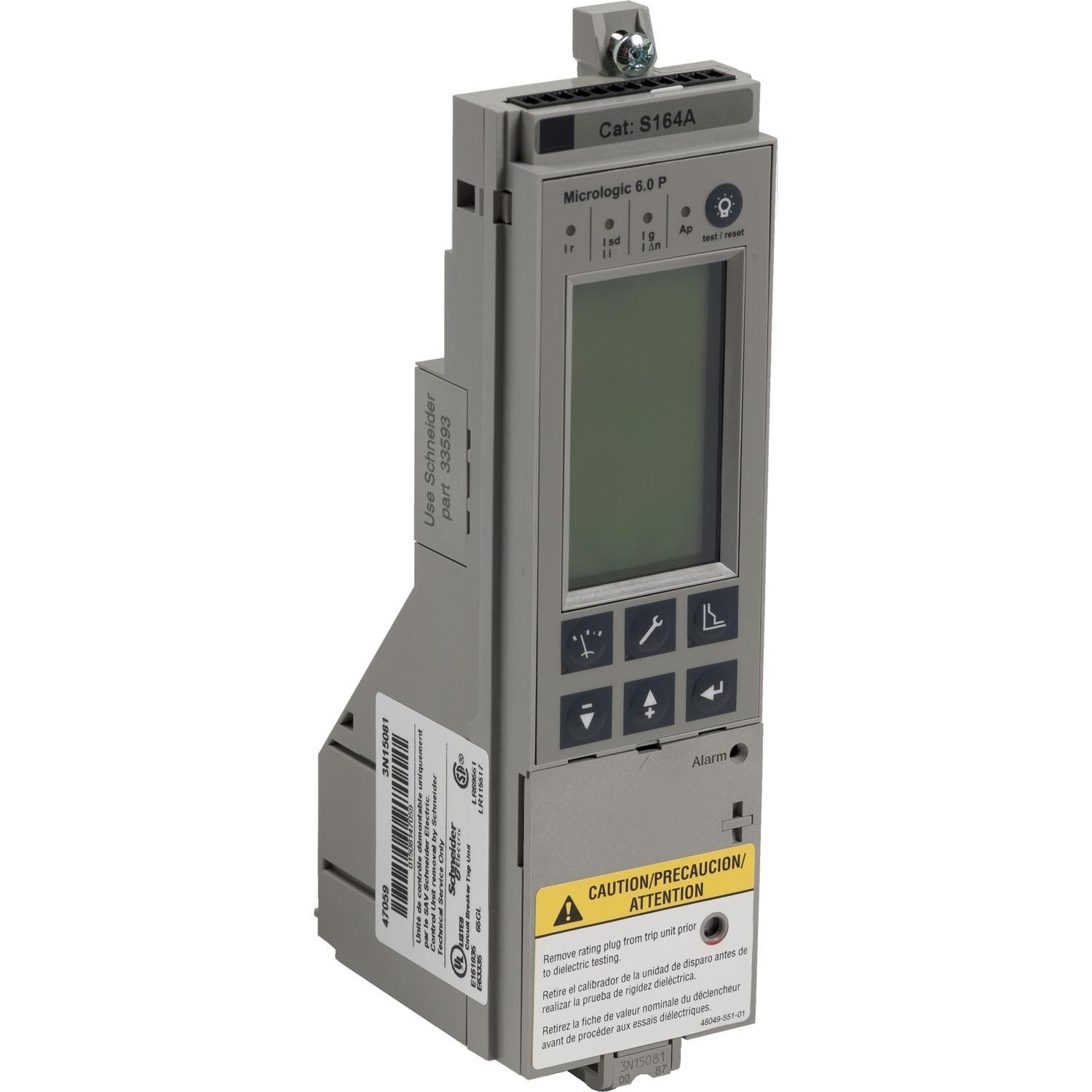 Square D™ S164A Micrologic 6.0 P Electronic LSIG Breaker Trip Unit, 6 Poles, P/R Frame, For Use With PowerPact™ NS, NT, NW, PG, PJ, PK, PL, RG, RJ, RK, RL Molded Case and Insulated Case Circuit Breaker