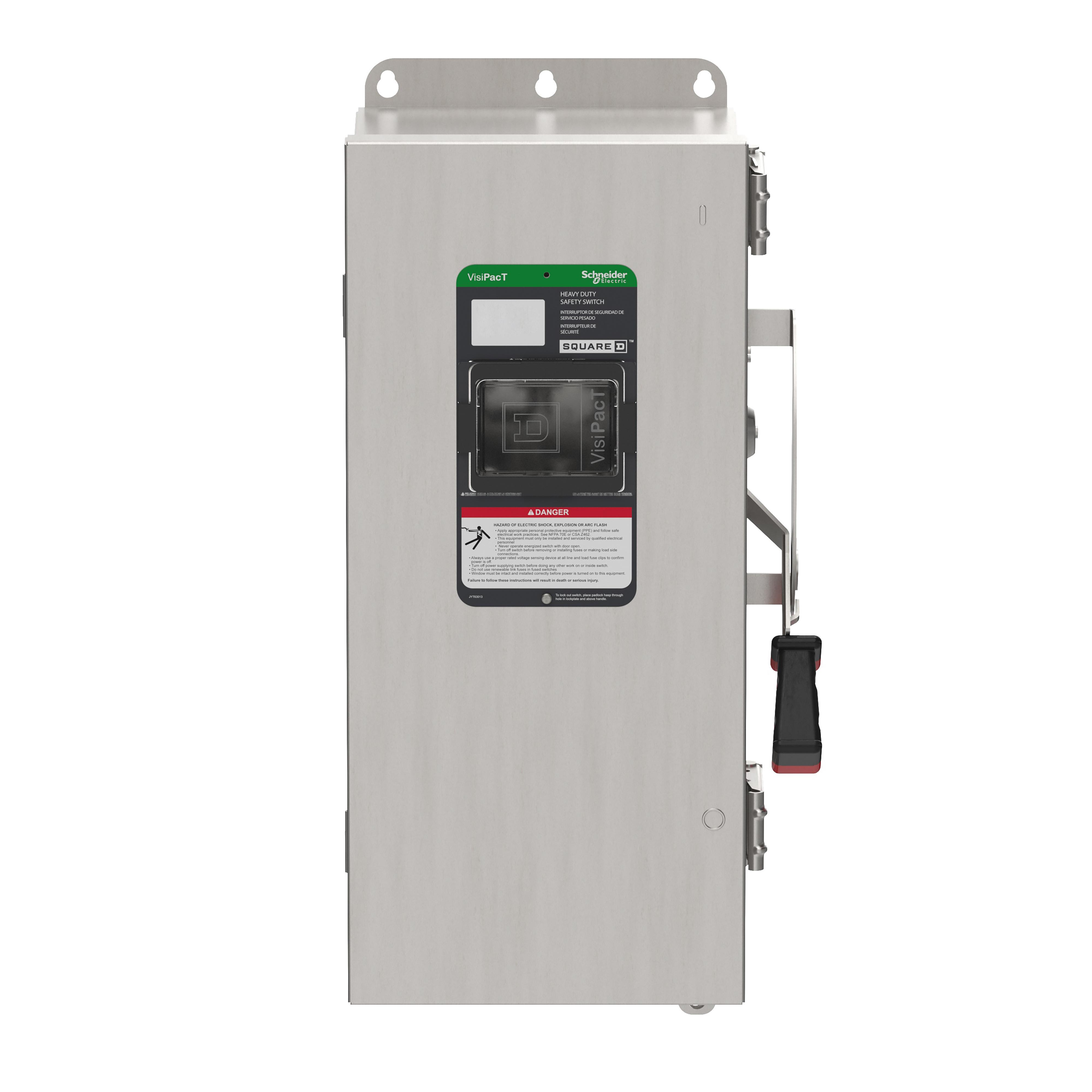 Square D™ VH223DSGL Heavy Duty Fusible Disconnect Safety Switch, 240 V AC/250 V DC, 100 A, 7.5, 15, 20, 30 hp, DPST Contact, 2 Poles