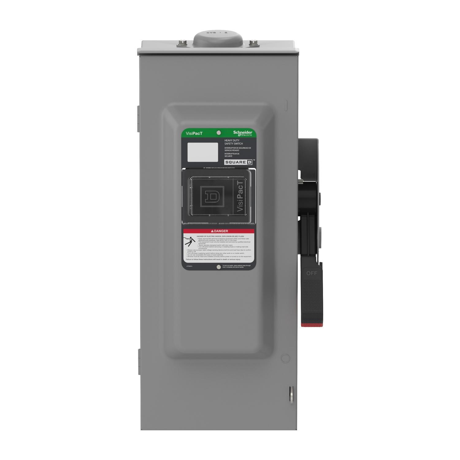 Square D™ VH363NRB Heavy Duty Fusible Disconnect Safety Switch, 600 V AC/600 V DC, 100 A, 25, 30, 50, 60, 100 hp, 3PST Contact, 3 Poles