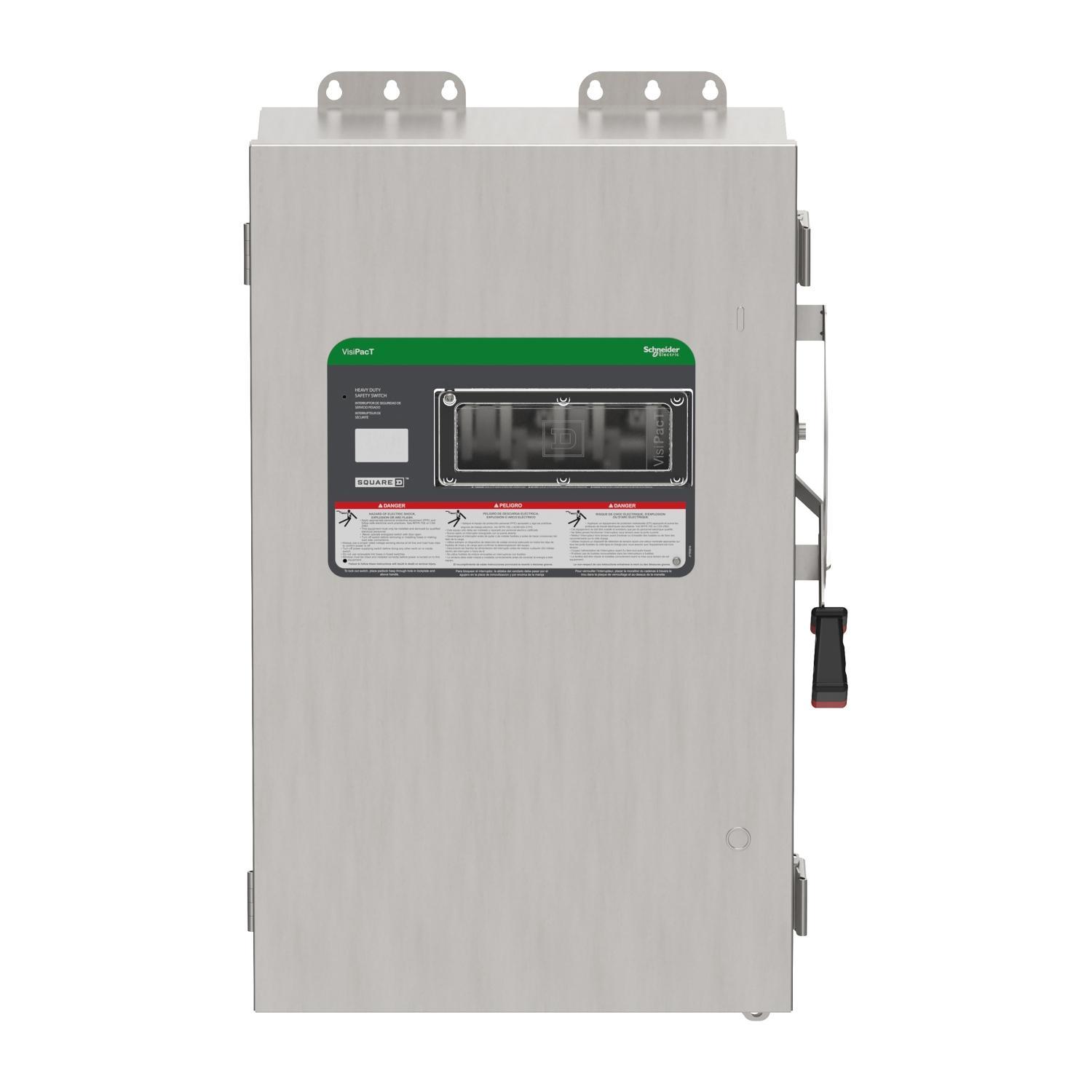 Square D™ VHU364DSGL Heavy Duty Non-Fusible Disconnect Safety Switch, 600 V AC/600 V DC, 200 A, 15, 40, 50, 60, 125, 150 hp, 3PST Contact, 3 Poles