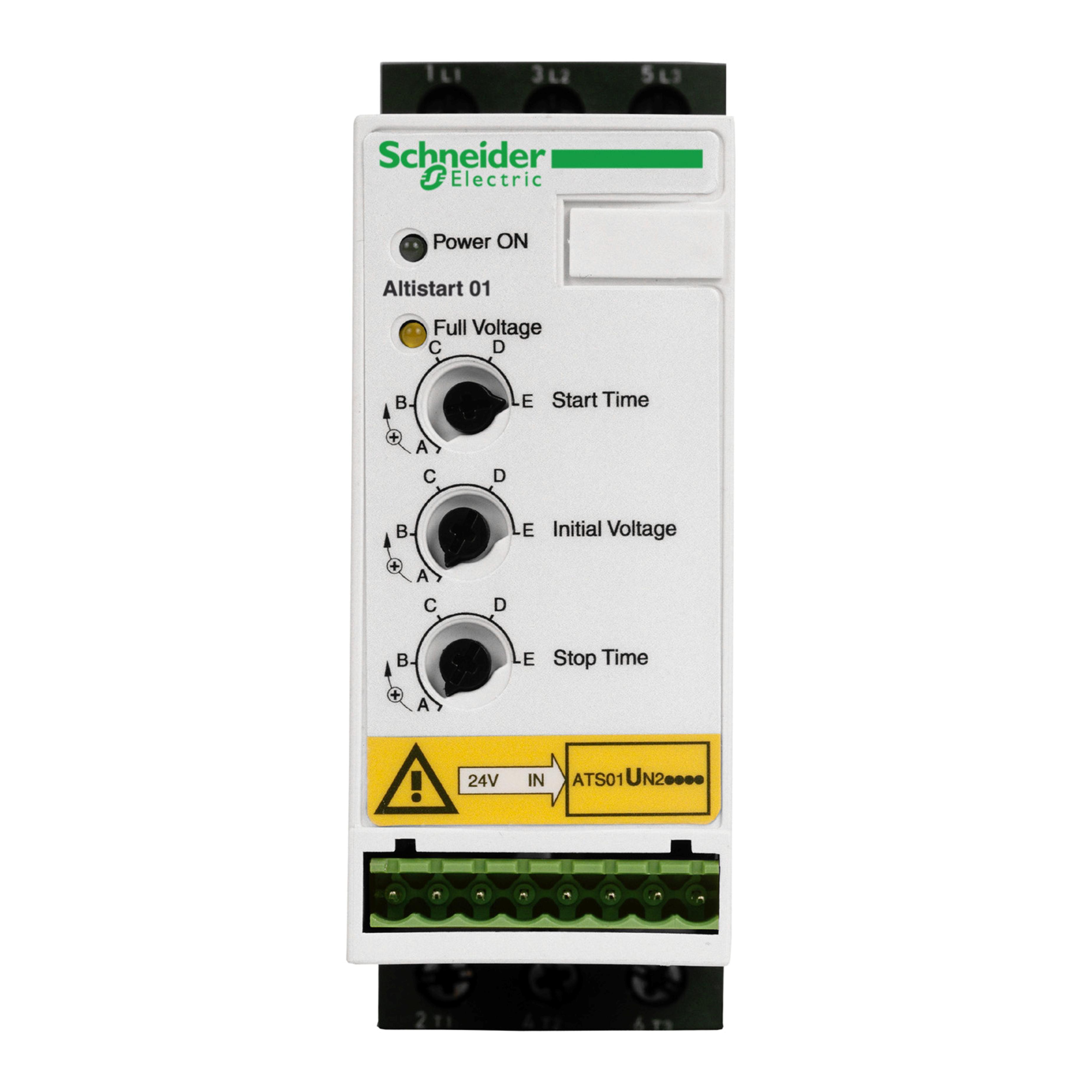 Schneider Electric Altistart® 01 Schneider Electric TeSys™ ATSU01N206LT Soft Starter With Heat Sink, 24 VDC V Coil, 3 Poles, IP20 Enclosure