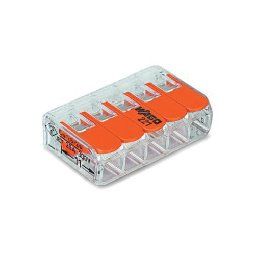 WAGO 221-415 Compact Splicing Connector With Operating Lever, 450 V AC, 32 A, 4 Poles
