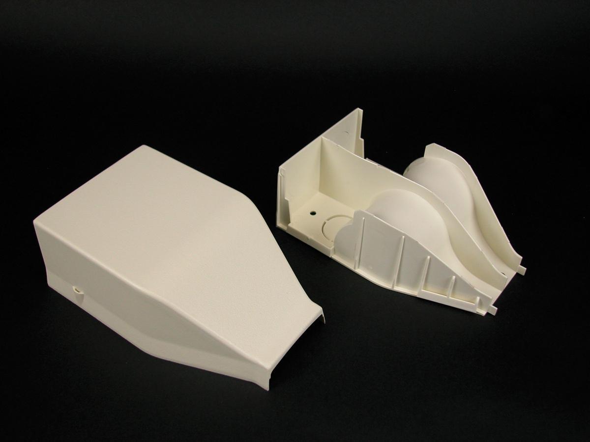 Wiremold® FiberReady® WMD2310DFO-WH 1-Channel Non-Metallic Bend Radius Divided Entrance End Fitting, For Use With 2300, 2300D 600 V AC Raceway, PVC, White