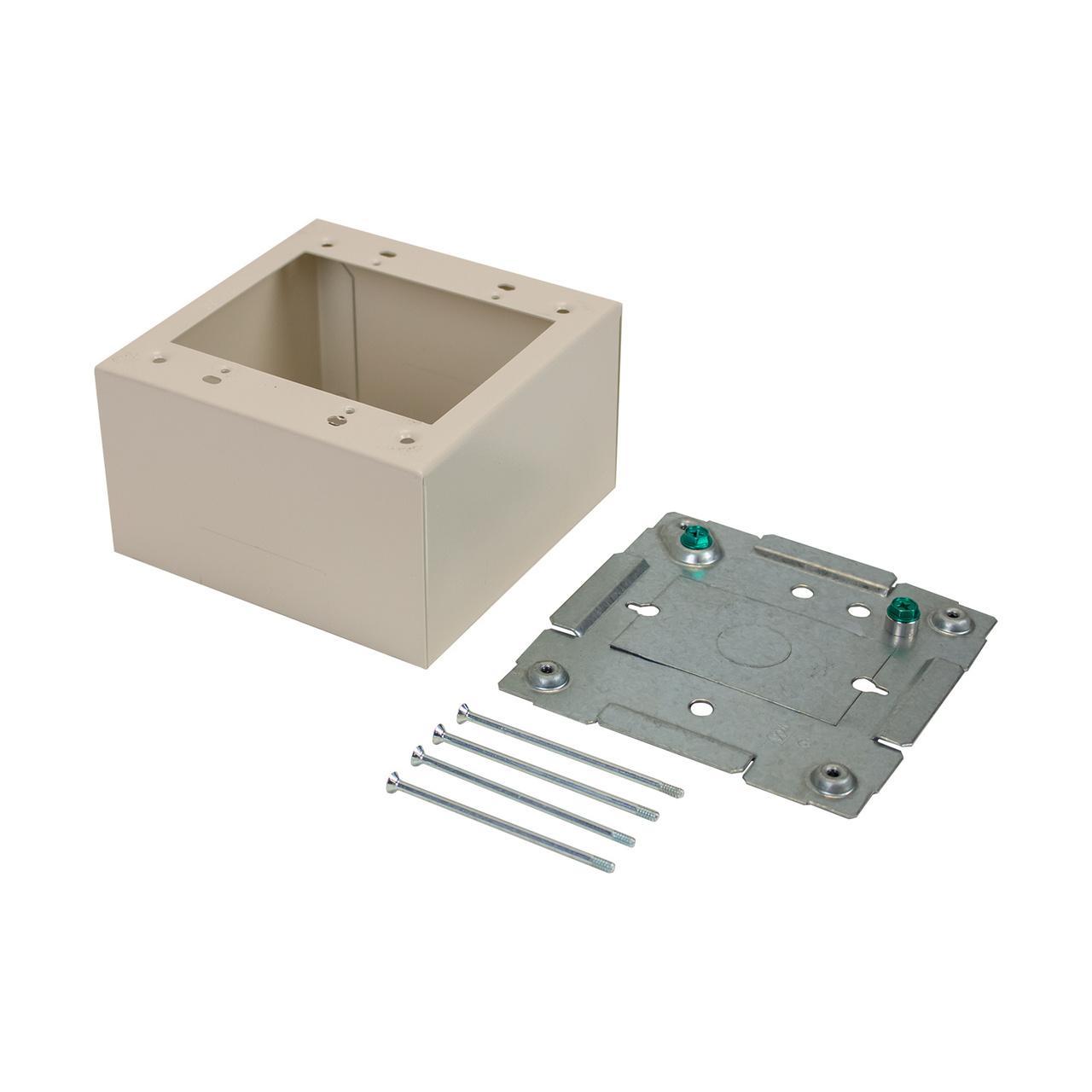 Wiremold® 2444-2FW 2-Gang Extra Deep Device Box, 4-3/4 in L x 4-3/4 in W x 2-3/4 in H, Steel, Fog White/Ivory