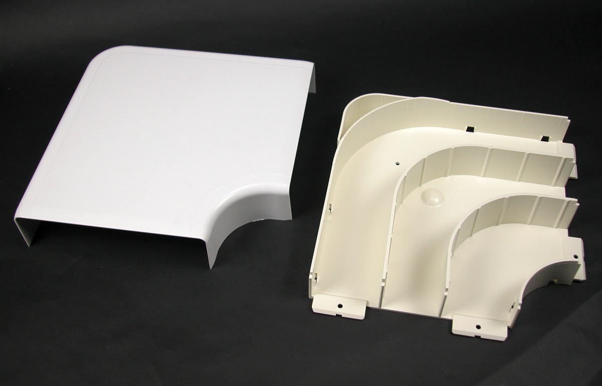 Wiremold® FiberReady® WMD5511FO-WH Multi-Channel Non-Metallic Radiused Full Capacity Raceway Elbow, 90 deg Bend, 2 in Bend Radius, PVC