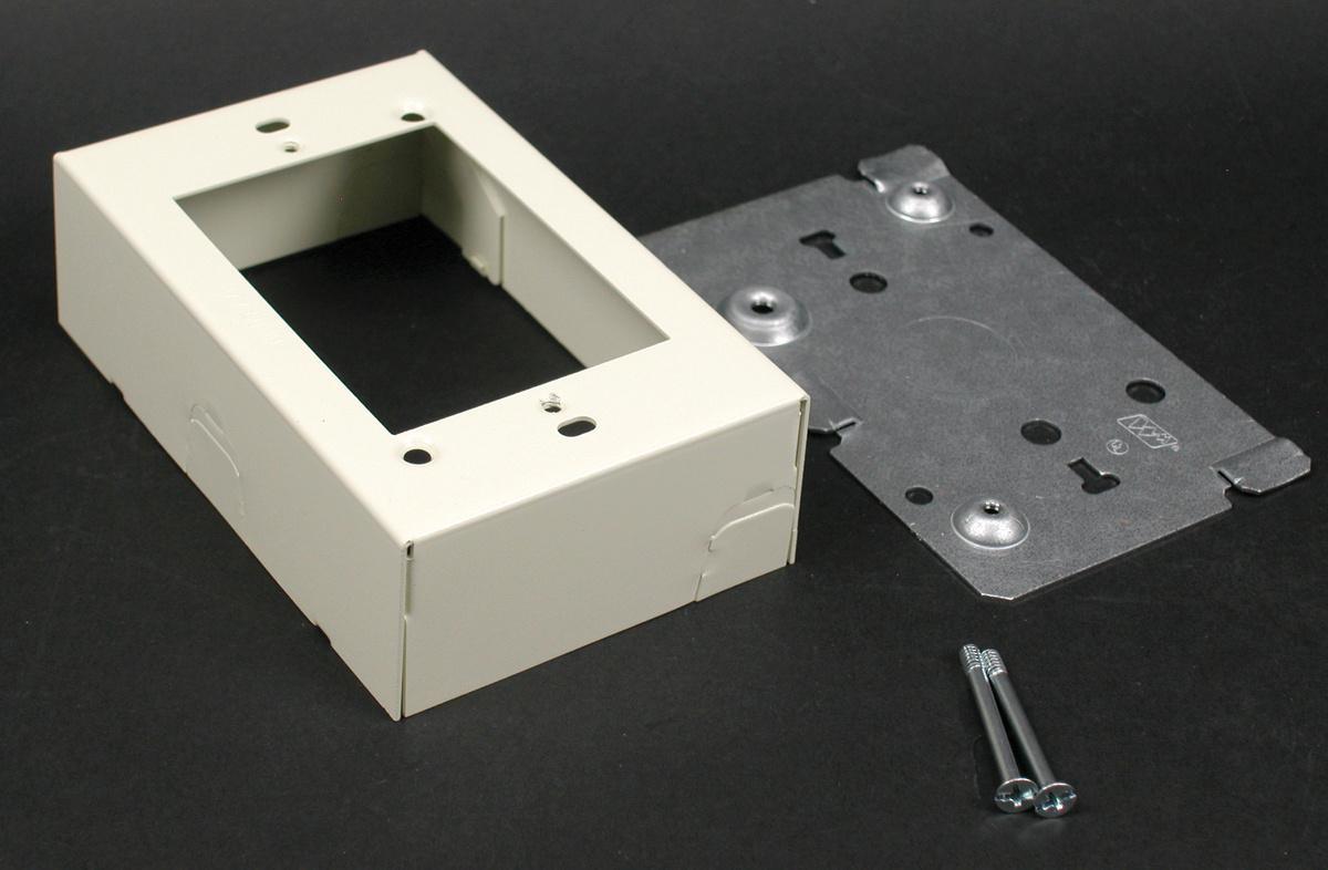 Wiremold® 5741WH Device Box, 4-5/8 in L x 2-13/16 in W x 1-3/8 in H, Steel, Ivory/White