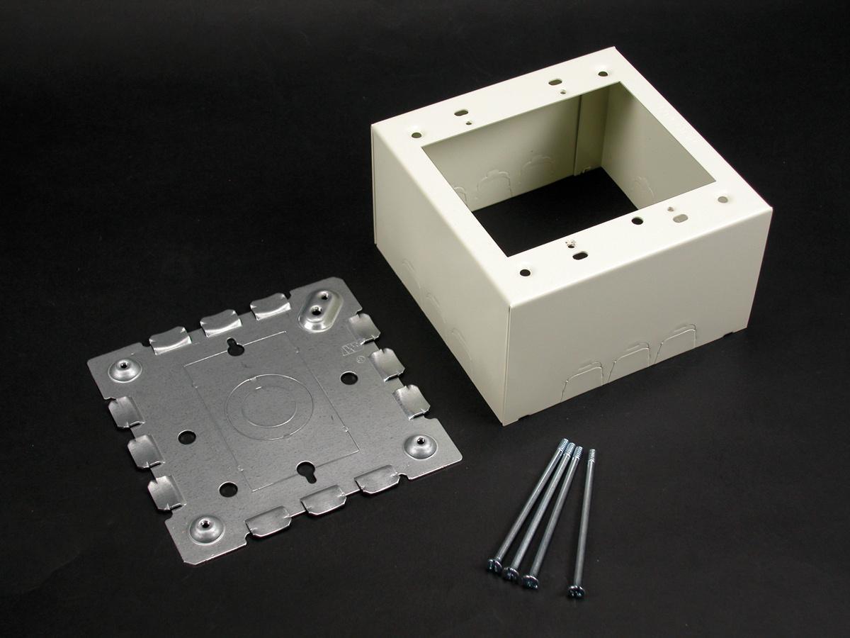 Wiremold® 5744-2WH 2-Gang Extra Deep Device Box, 4-3/4 in L x 4-3/4 in W x 2-3/4 in H, Steel, Ivory/White