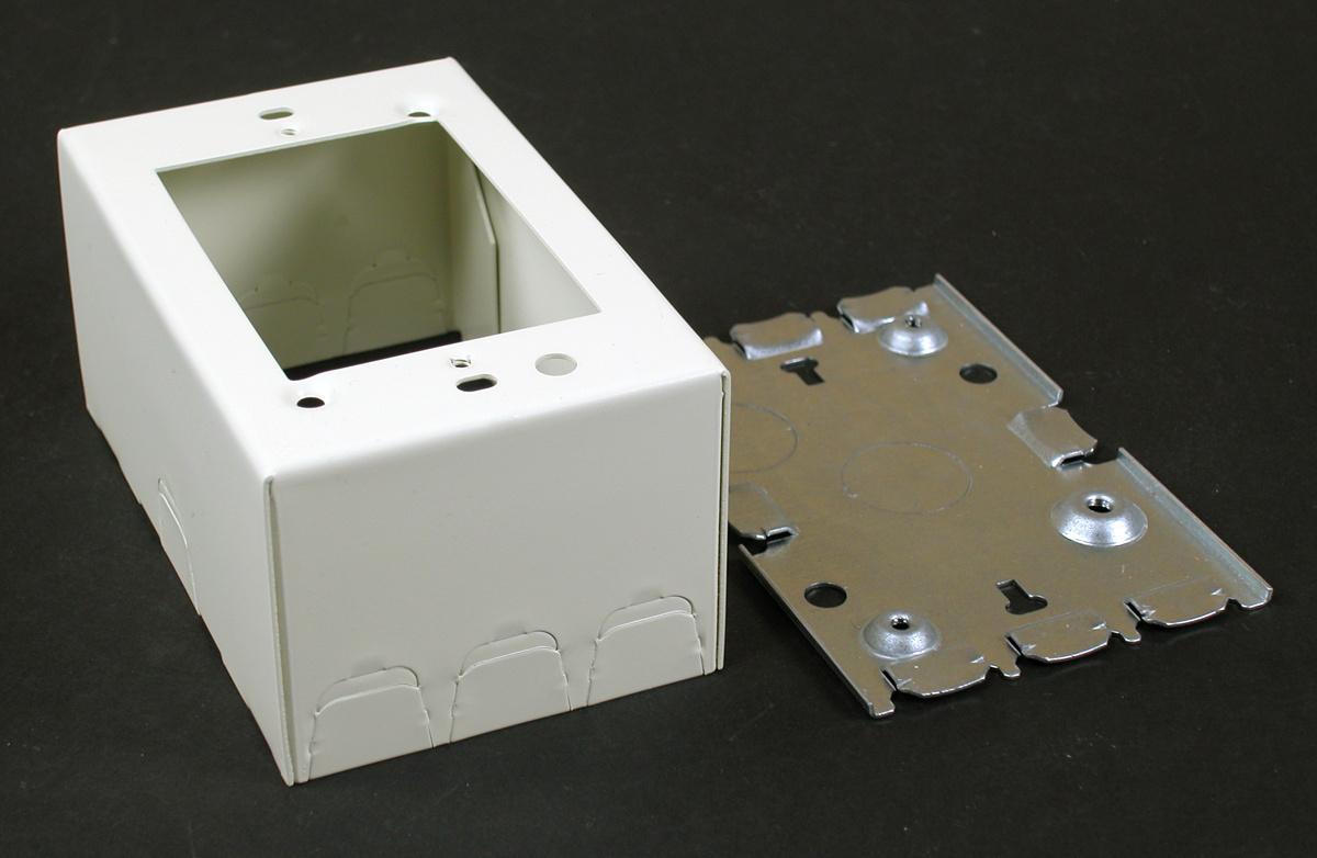 Wiremold® 5744SWH 1-Gang Deep Switch and Receptacle Box, 4-5/8 in L x 2-7/8 in W x 2-1/4 in H, Steel, Ivory/White