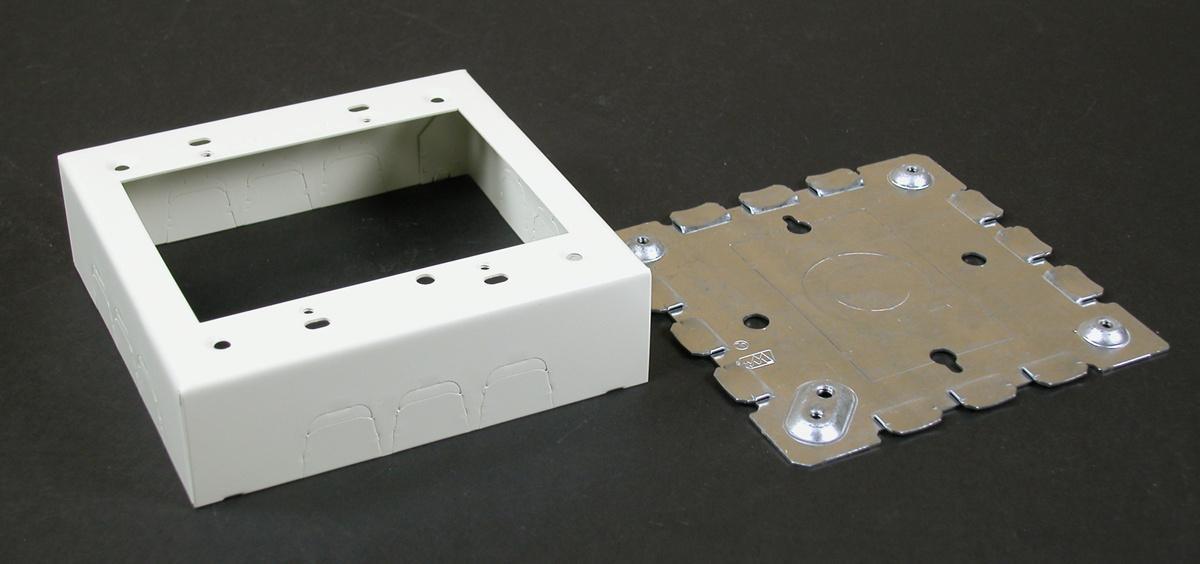 Wiremold® 5748-2WH 2-Gang Device Box, 4-3/4 in L x 4-3/4 in W x 1-3/4 in H, Steel, Ivory/White