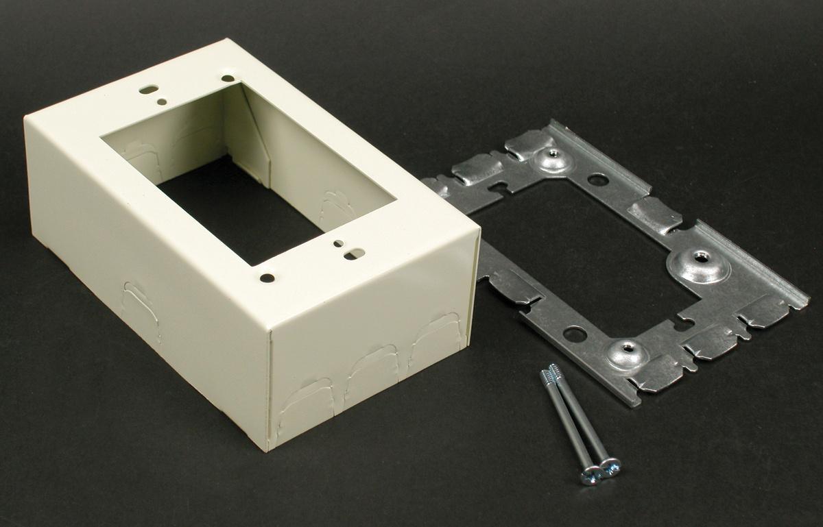 Wiremold® 5751AWH Deep Extension Box, 4-5/8 in L x 2-7/8 in W x 1-3/4 in H, Steel, Ivory/White