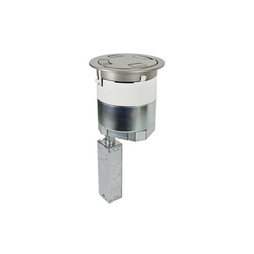 Wiremold® TopGuard™ 6AT2PSN Evolution™ 6AT Multi-Service Pre-Wired Recessed Poke-Through Assembly With Flush Style Cover, 6 in Hole, 3 Gangs, Plastic/Steel
