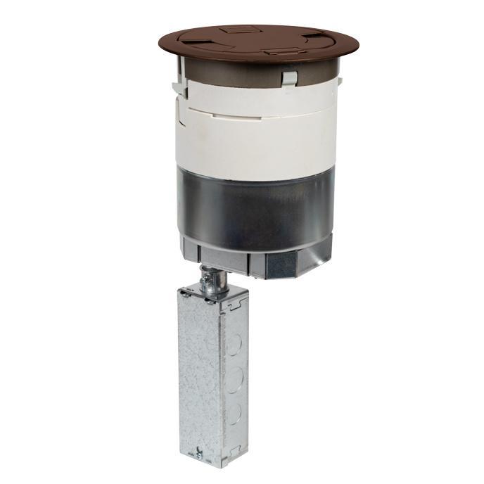 Wiremold® TopGuard™ 6AT2PAVBZ Evolution™ 6AT Pre-Wired Recessed Poke-Through Assembly With Flush Style Cover, 6 in Hole, 3 Gangs, 24 cu-in Capacity, Plastic/Steel