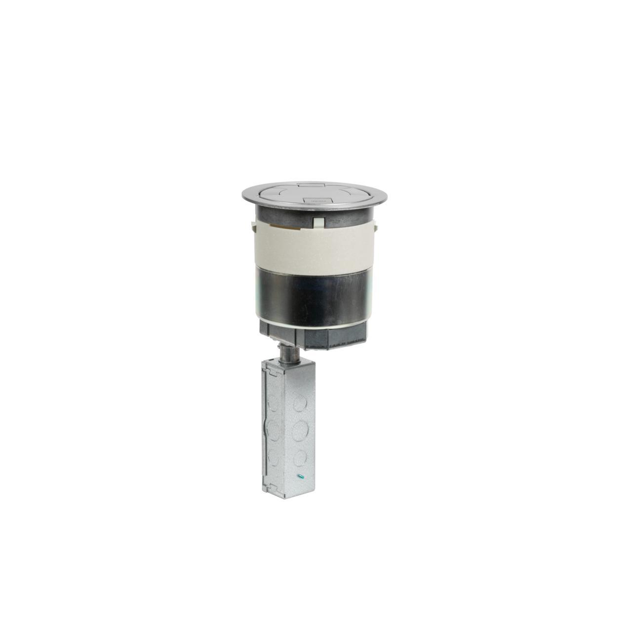Wiremold® TopGuard™ 6ATC2PAA Evolution™ 6AT Multi-Service Pre-Wired Recessed Poke-Through Assembly With Surface Style Cover, 6 in Hole, 3 Gangs, Plastic/Steel