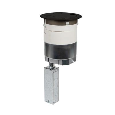 Wiremold® 6ATC2PBK3H Evolution™ Series Prewired Recessed Three-Hour Fire Classified Poke-Through Assembly With Surface Style Cover, 6 in Hole, 3 Gangs, Aluminum/Plastic/Steel