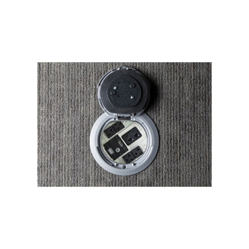 Wiremold® Evolution 6ATCFFBK 6AT Multi-Service Poke-Through Assembled Device, 6 in Hole, 3 Gangs