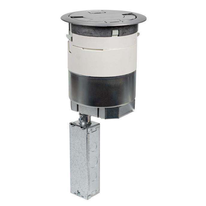 Wiremold® TopGuard™ 6ATC2PAVAA Evolution™ 6AT Pre-Wired Recessed Poke-Through Assembly With Surface Style Cover, 6 in Hole, 3 Gangs, Plastic/Steel