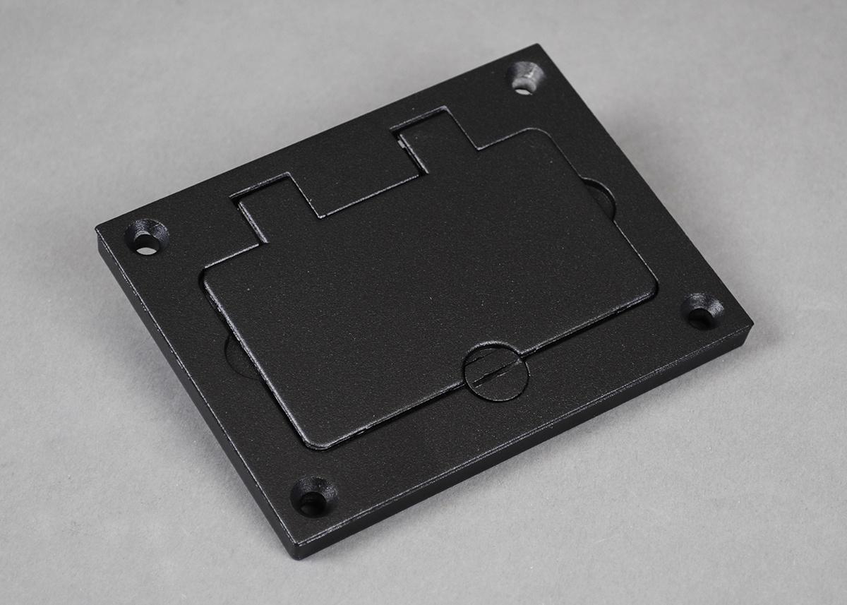 Wiremold® Omnibox™ 828GFITCAL-BK Unassembled Cover Plate, 3-5/16 in L x 4-5/16 in W, Die Cast Aluminum