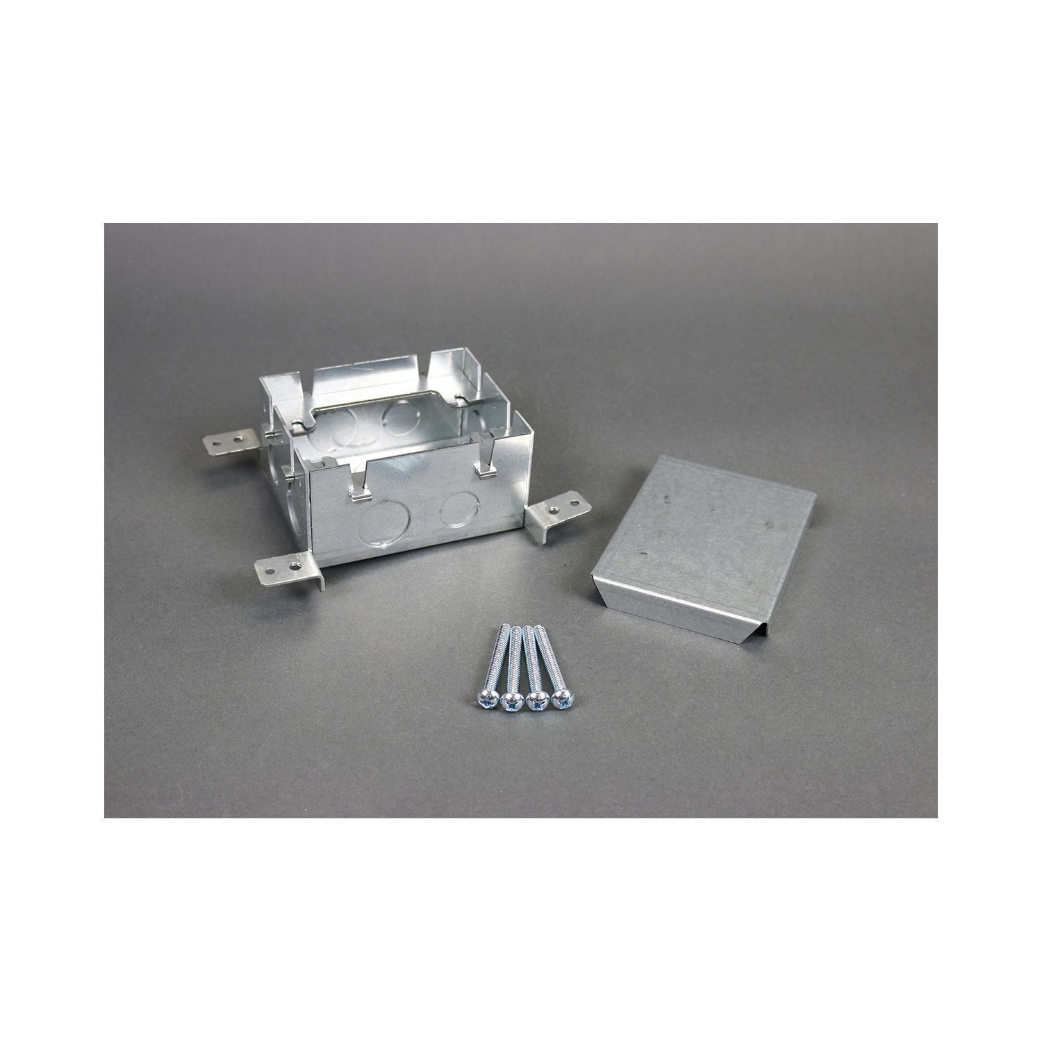 Wiremold® 880M1 Omnibox™ Fully Adjustable Triple Service Floor Box, Steel, 37 cu-in Capacity, 1 Gangs, 9 Knockouts, 4-13/16 in L x 3-23/32 in W x 2-15/32 in H