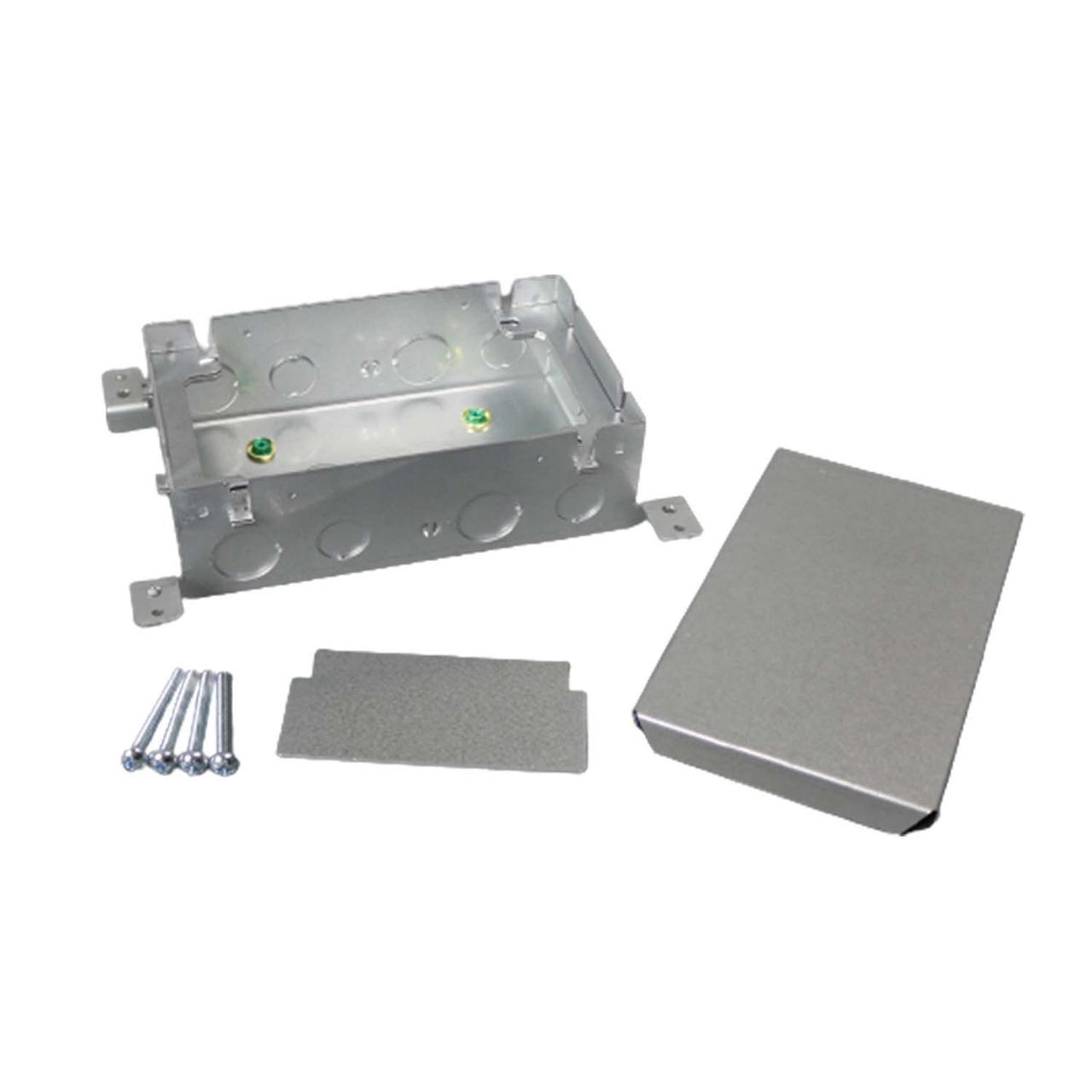 Wiremold® 880M2 Triple Service Floor Box, Steel, 80 cu-in Capacity, 2 Gangs, 16 Knockouts, 7-15/16 in L x 4-13/16 in W x 2-15/32 in H