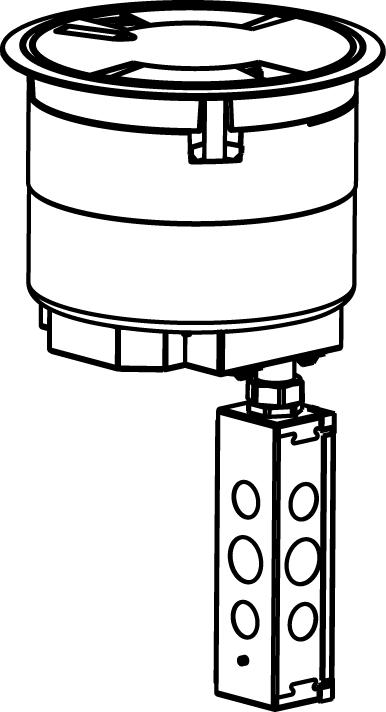 Wiremold® TopGuard™ 8ATC2PBK Evolution™ 8AT Pre-Wired Recessed Poke-Through Assembly With Surface Style Cover, 8 in Hole, 5 Gangs, 24.5 cu-in Capacity, Plastic/Steel