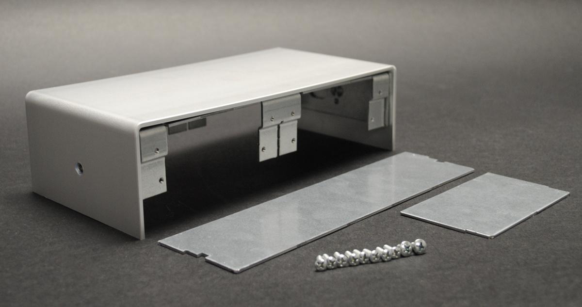 Wiremold® Isoduct® AL241S-HB Pedestal Table Box, Aluminum, 104.06 cu-in Capacity, 4 Knockouts, 9-1/4 in L x 4-1/2 in W x 2-1/2 in H