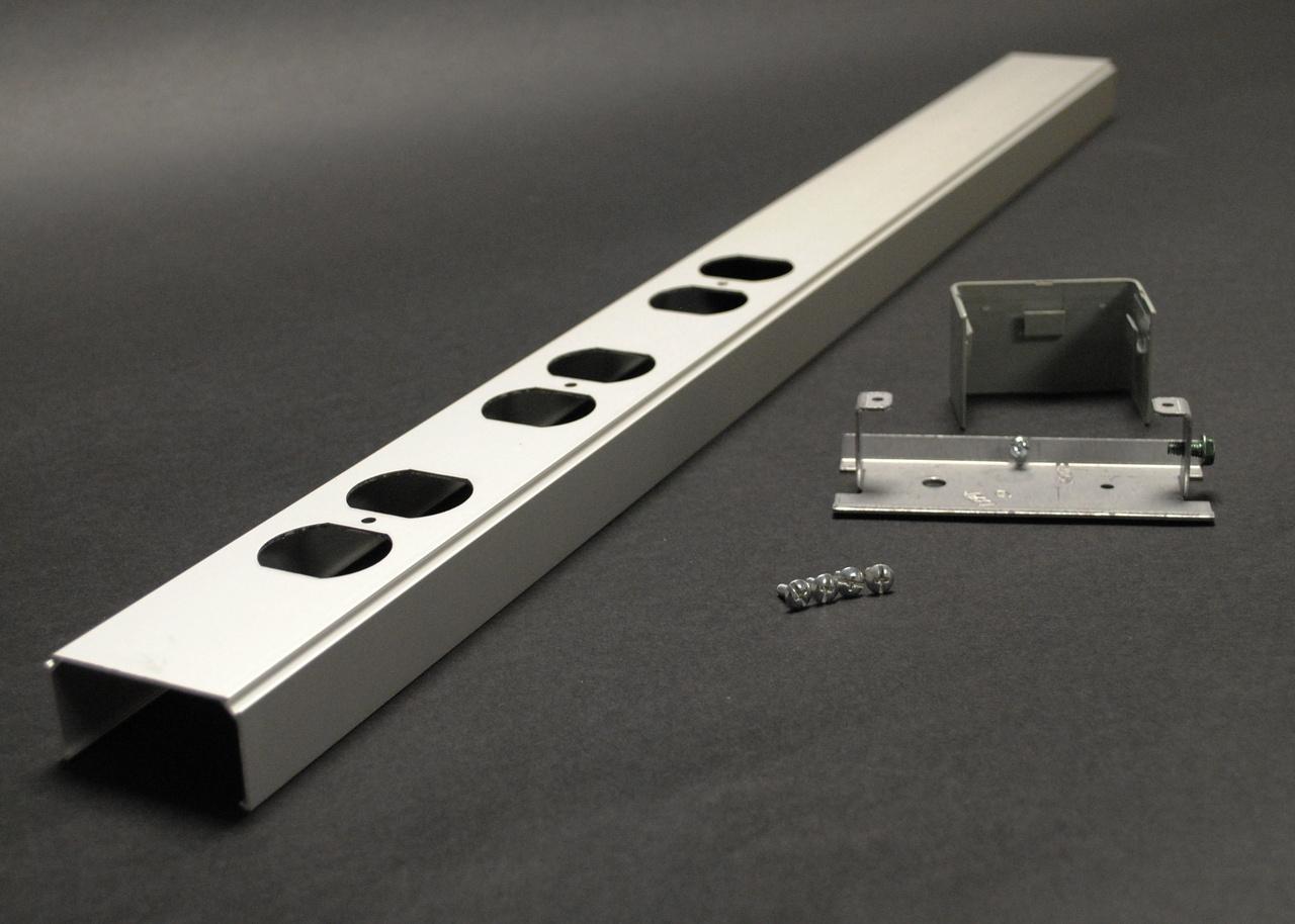 Wiremold® AMDTP-B 2-Receptacle Add-On Non-Adhesive Back Power Cover, 28 in L x 2-1/4 in W, Aluminum