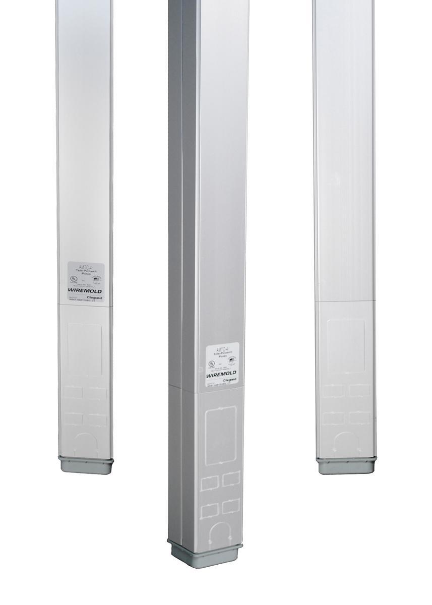 Wiremold® Tele-Power® AMTC-4 Vertical Drop Pole, 10 ft 5 in L x 2-1/4 in W, Aluminum