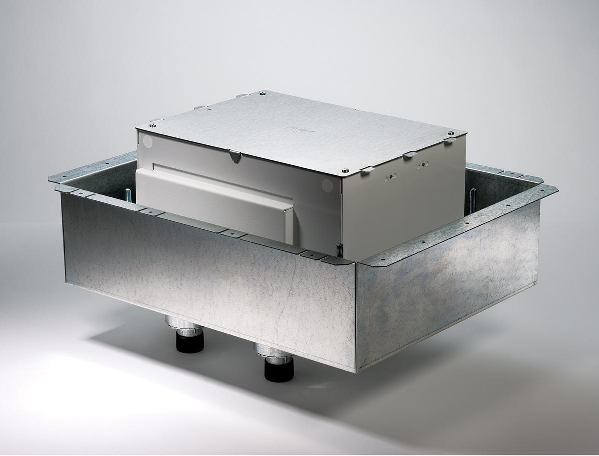 Wiremold® EFB10S-FC Fire Classified Floor Box, Steel, 259 cu-in Capacity, 10 Gangs, 4 Knockouts, 21-3/4 in L x 17-1/4 in W x 6-1/4 in H