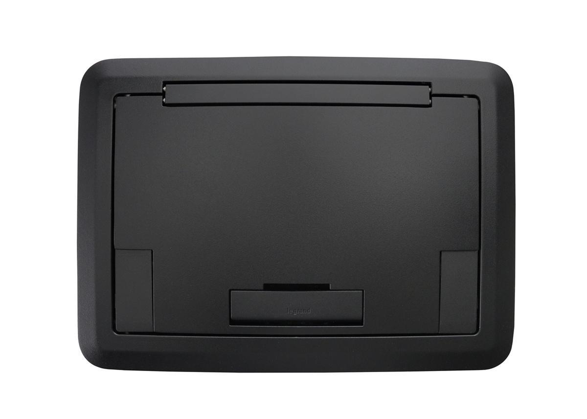 Wiremold® EFB45BTCBK Low Profile Floor Box Cover With Solid Lid, 13-7/8 in L x 9-15/16 in W x 1-3/16 in D, Die Cast Aluminum