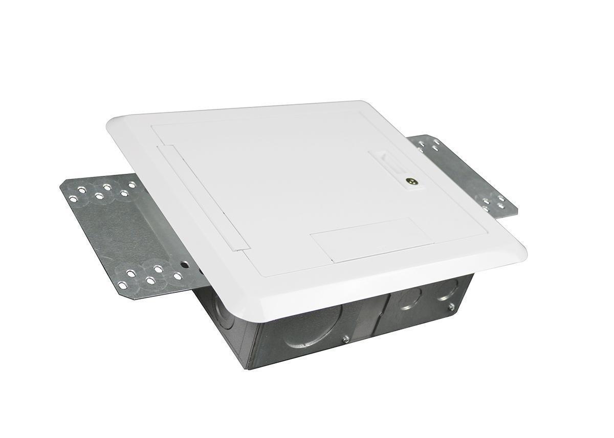 Wiremold® EHWB8-WH Evolution™ Hinged Recessed Wall Box, Stamped Steel, 113.8 cu-in Capacity, 8 Gangs, 10-1/2 in H x 10-1/2 in W x 4-1/8 in D