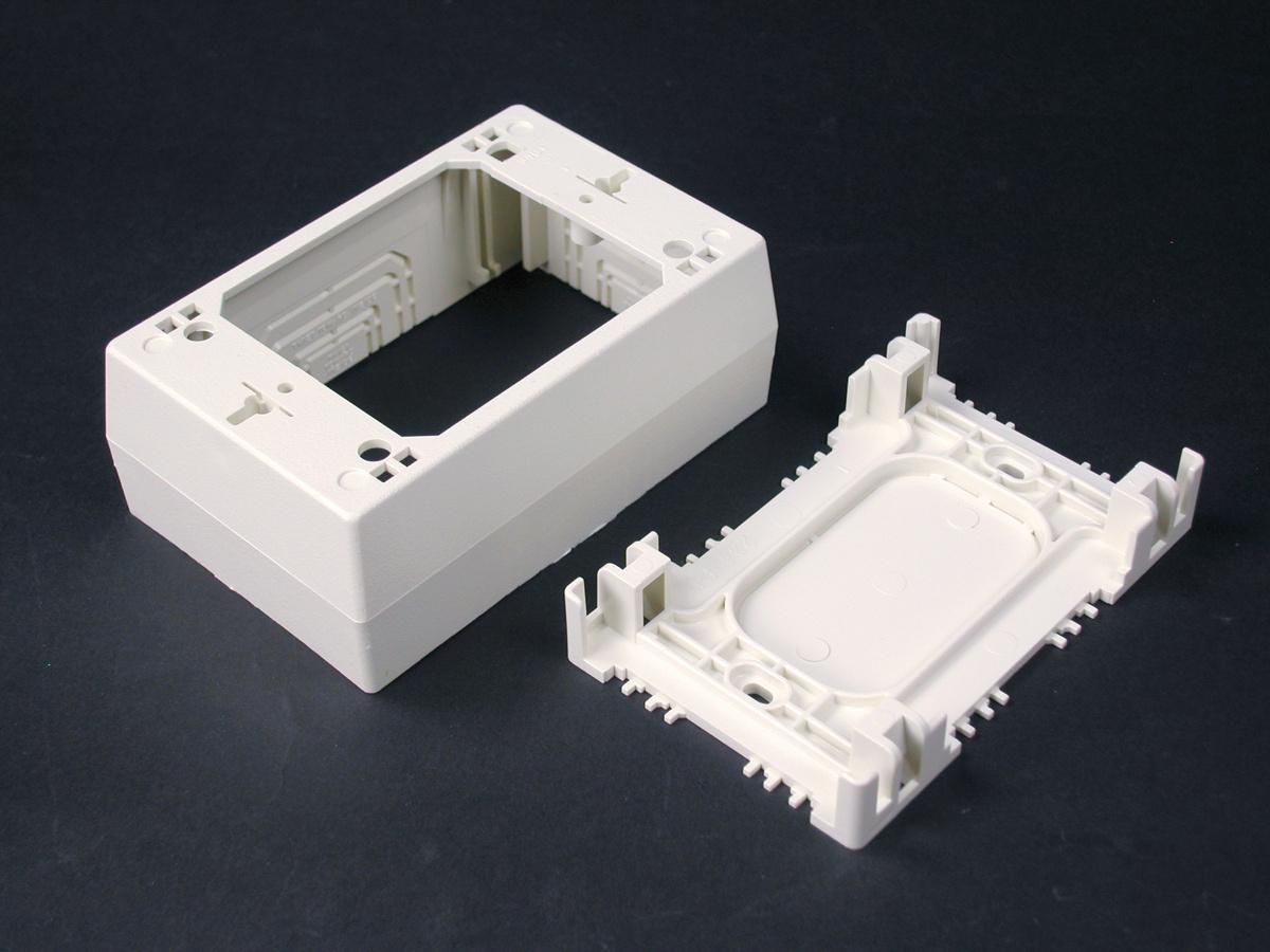 Wiremold® Plugmold® WMDNM2048 Sure-Snap® 2-Gang Non-Metallic Device Box, 4-3/4 in L x 3 in W x 1-3/4 in H, PVC, Ivory