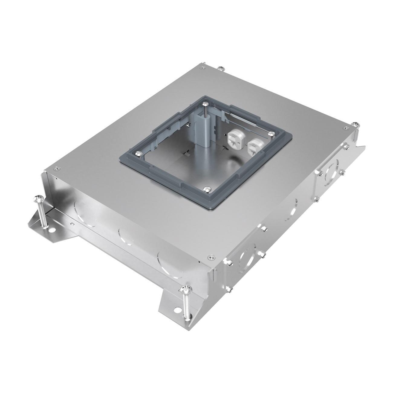Wiremold® RFBA4R30 Resource RFBA Series Standard Above Grade Floor Box With Rectangular Activations, Steel, 4 Gangs, 20 Knockouts, 17-3/4 in L x 11-15/16 in W x 3-1/2 in H
