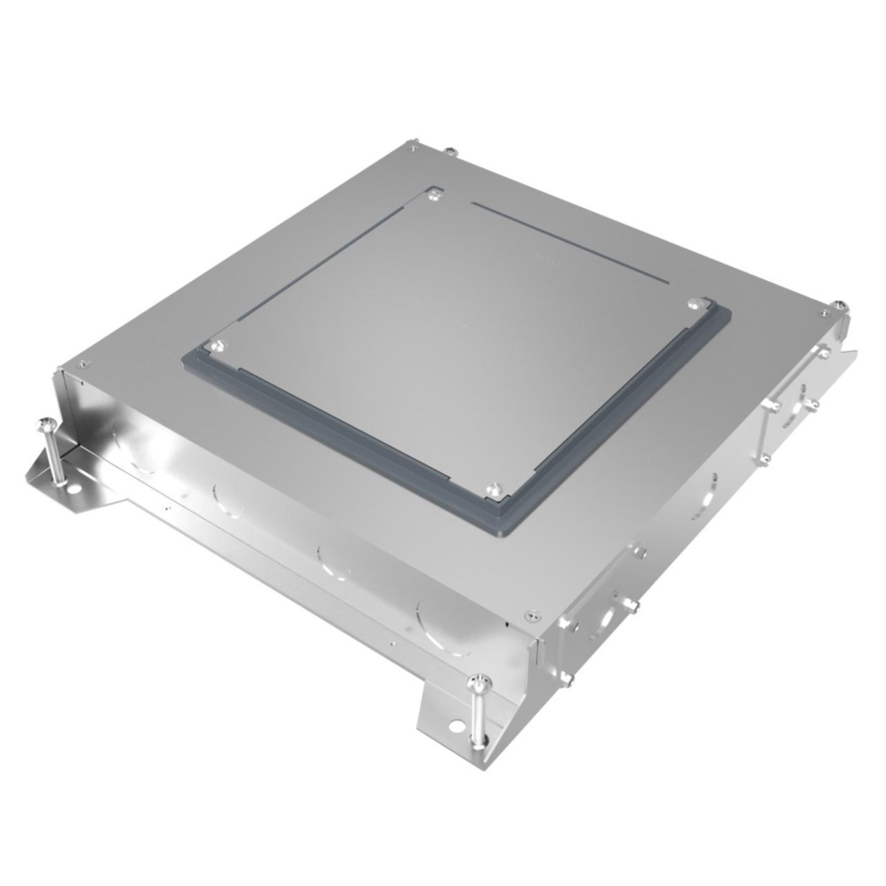 Wiremold® RFBA6R30 RFBA Above Grade Floor Box, Steel, 6 Gangs, (22) Knockouts, 19-3/8 in H x 16-1/4 in W x 3-1/2 in D
