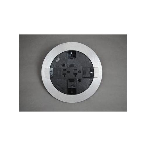Wiremold® RP7CTCBK Ratchet-Pro™ 881 Assembled Multi-Service Floor Box Cover Kit, Duplex Cover, Aluminum