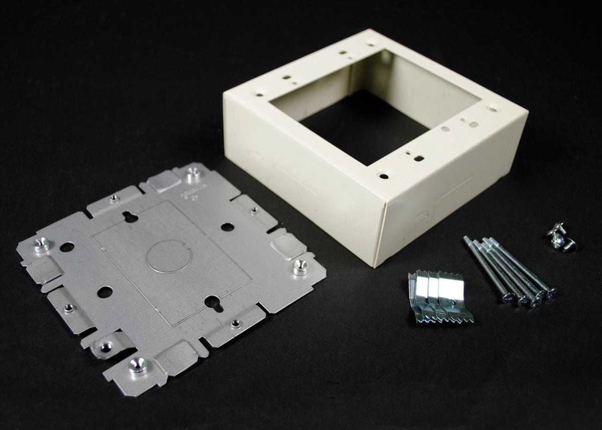 Wiremold® V2048-2 2-Gang Device Box, 4-3/4 in L x 4-3/4 in W x 1-3/4 in H, Steel, Ivory