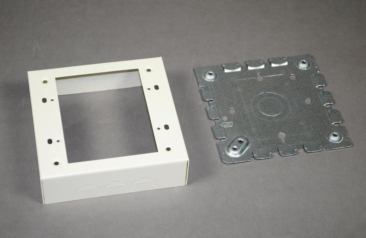 Wiremold® 5747-2WH 2-Gang Shallow Device Box, 4-3/4 in L x 4-3/4 in W x 1-3/8 in H, Steel, Ivory/White