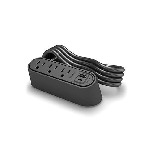 Wiremold® WSPC320CBK Non-Metallic Slim Desktop Power Center, 15 A, 3 Outlets, 6 ft L Cord, Surface Mount