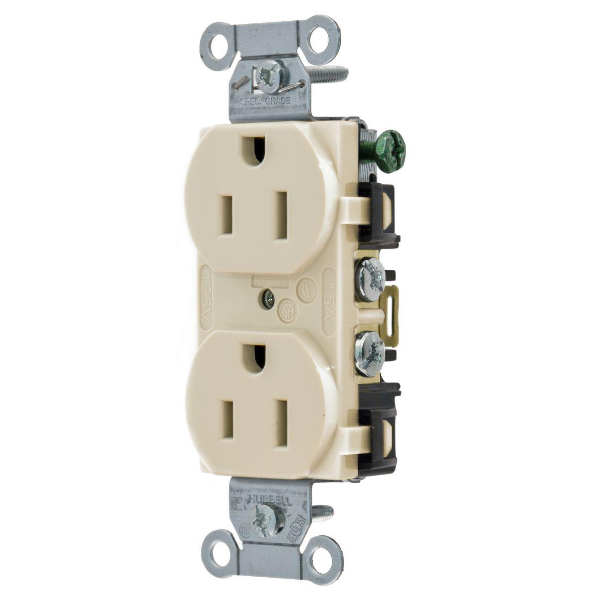Hubbell Wiring Device-Kellems 5252ALA Straight Blade Receptacles