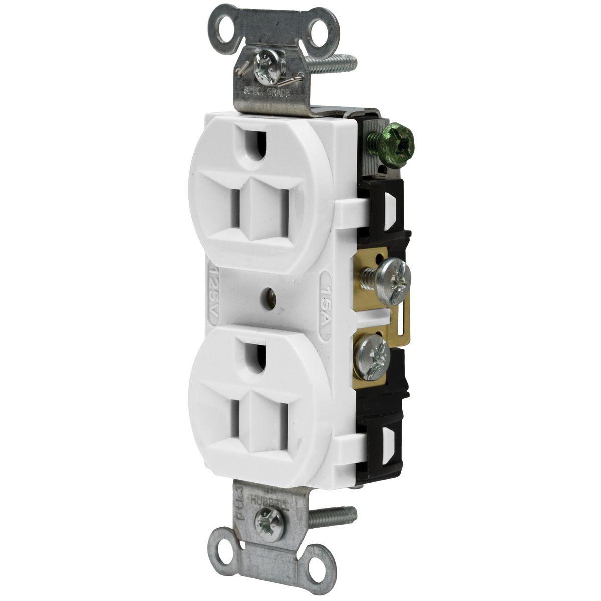 Hubbell Wiring Device-Kellems 5262AW Straight Blade Receptacles