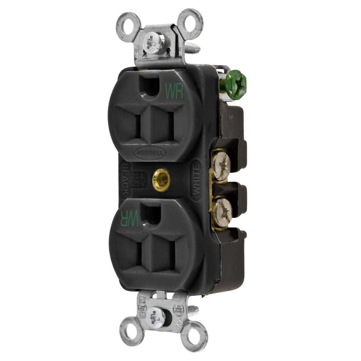 Hubbell Wiring Device-Kellems 5262BKWR Straight Blade Receptacles