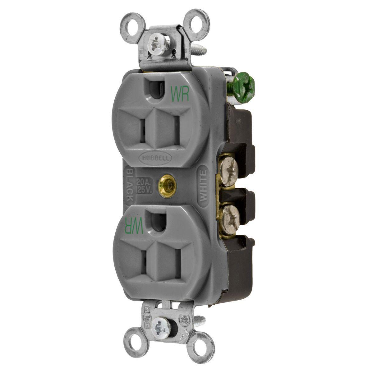 Hubbell Wiring Device-Kellems 5262GYWR Straight Blade Receptacles