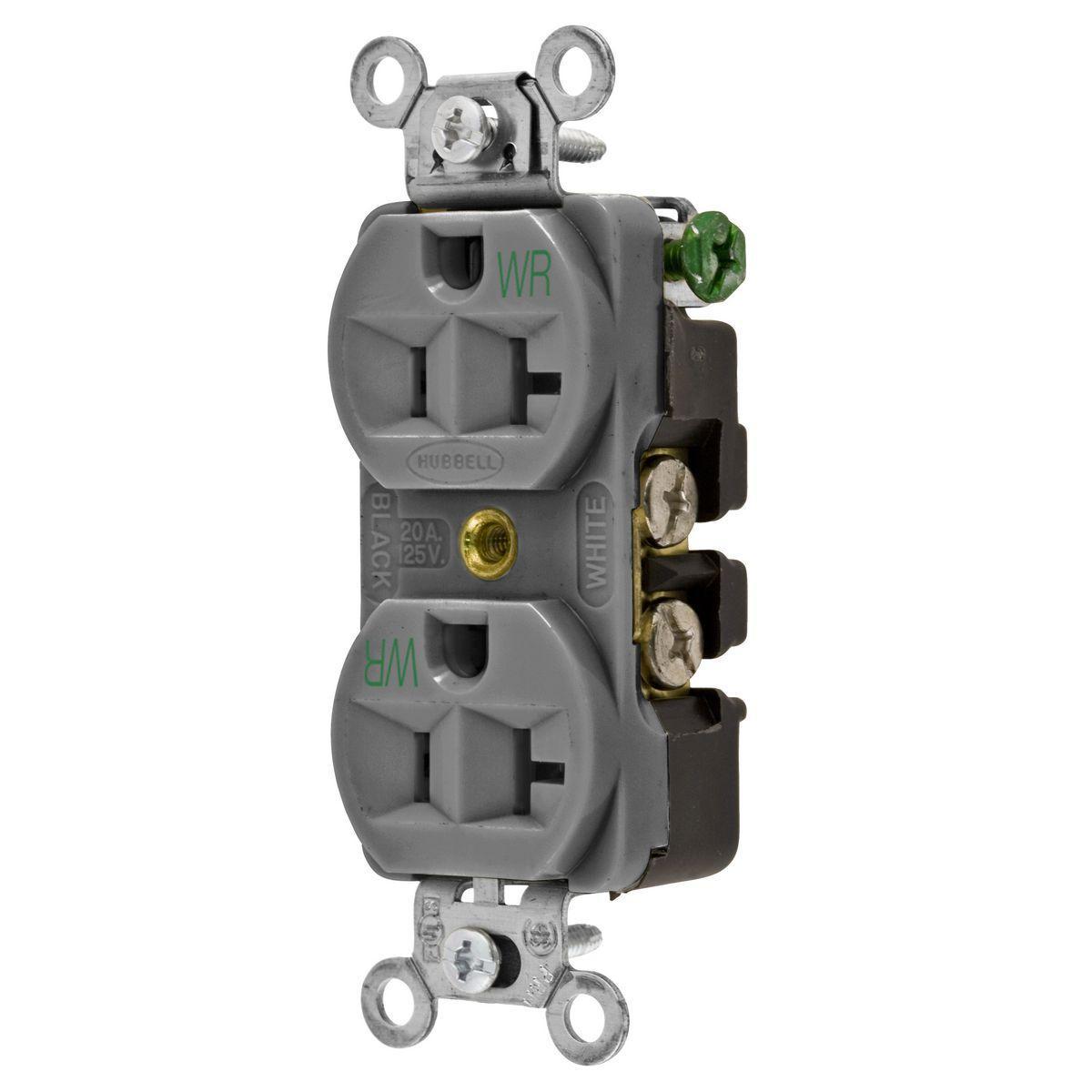 Hubbell Wiring Device-Kellems 5362GYWR Straight Blade Receptacles