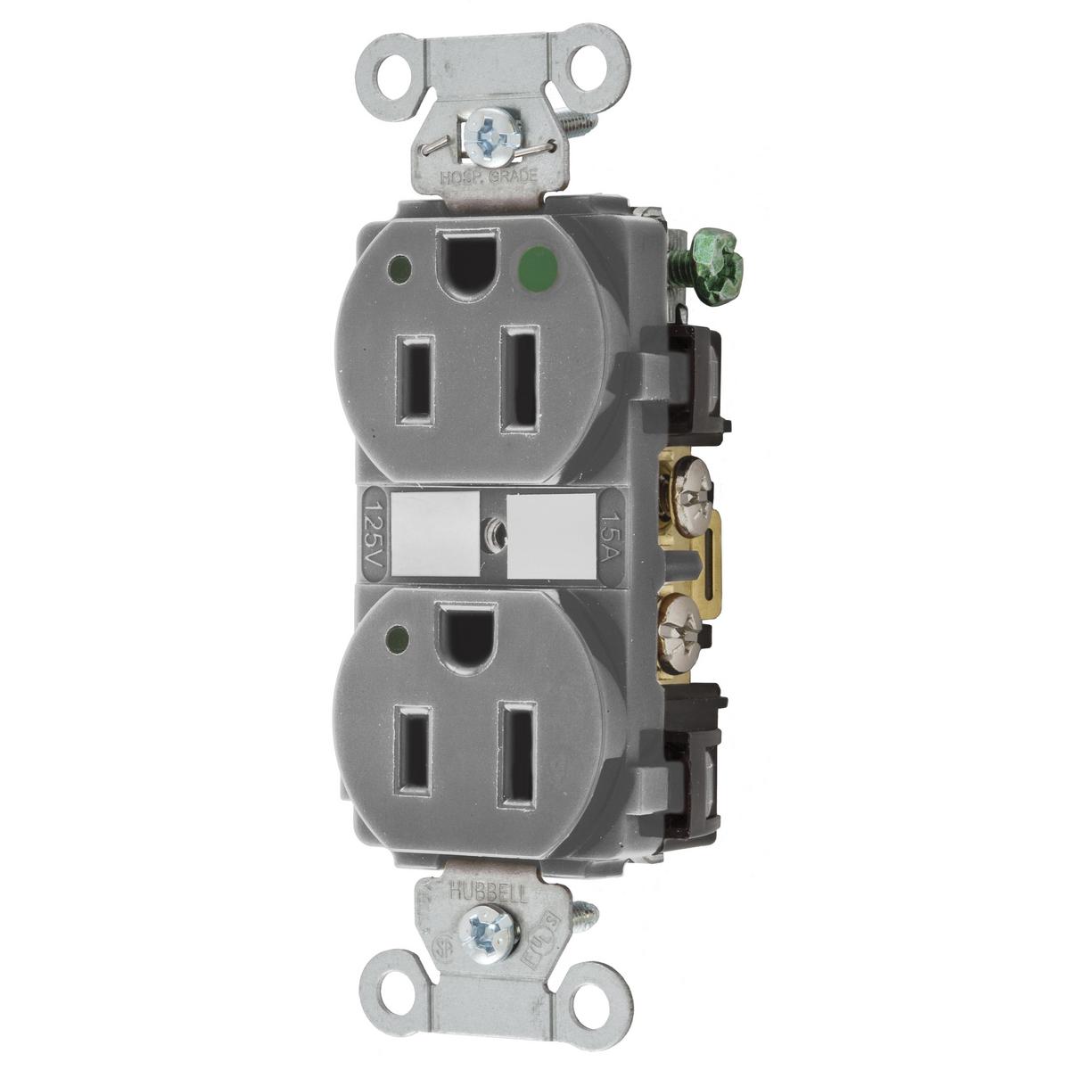 Hubbell Wiring Device-Kellems 8200GYL Straight Blade Receptacles