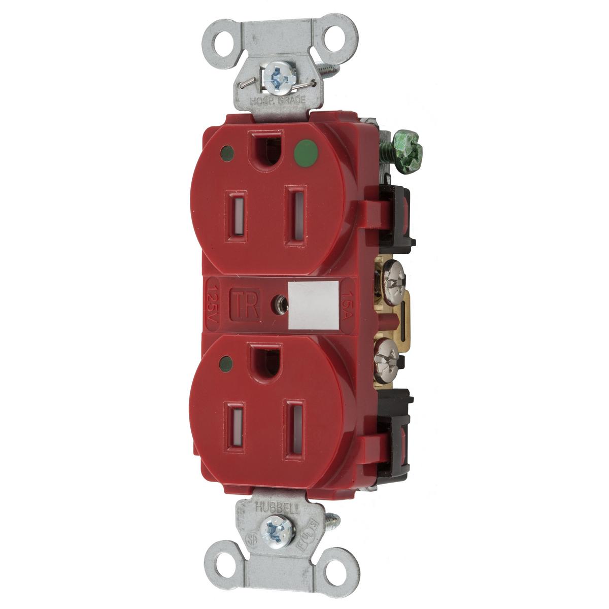 Hubbell Wiring Device-Kellems 8200REDLTRA Straight Blade Receptacles