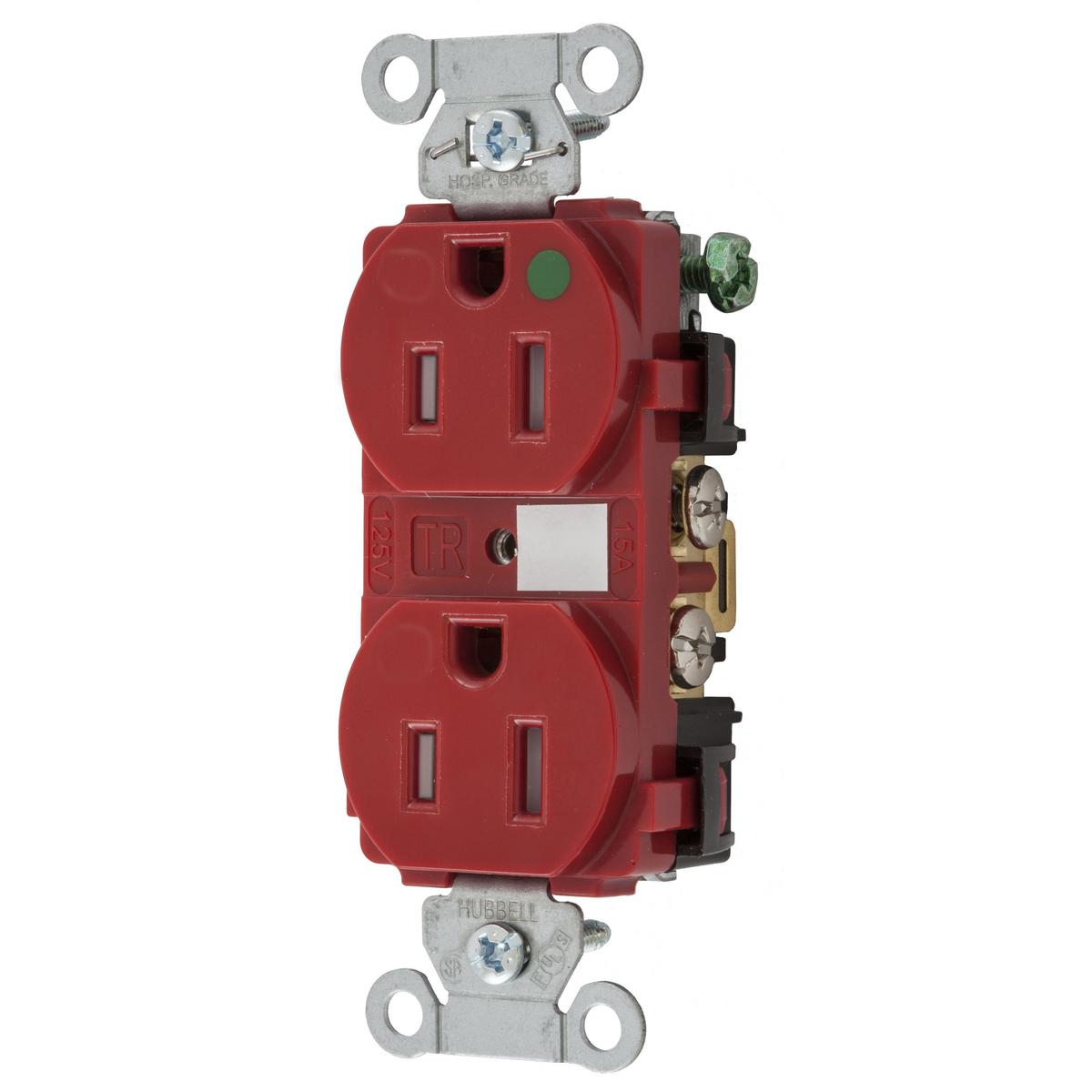 Hubbell Wiring Device-Kellems 8200REDTRA Straight Blade Receptacles
