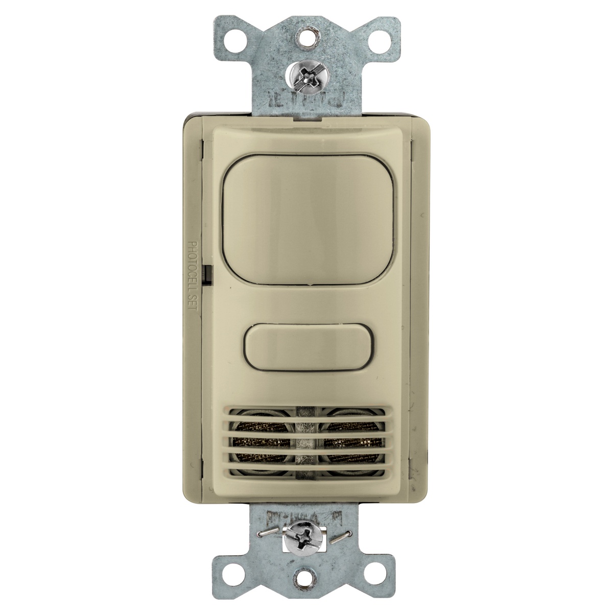 Wiring Device-Kellems AD2000I1 1-Button 1-Circuit 1 Relay Adjustable Dual Technology Occupancy Sensor Switch With Photocell, 120/277 V AC, Passive Infrared/Ultrasonic Sensor, 1000 sq-ft Coverage, Wall Mounting