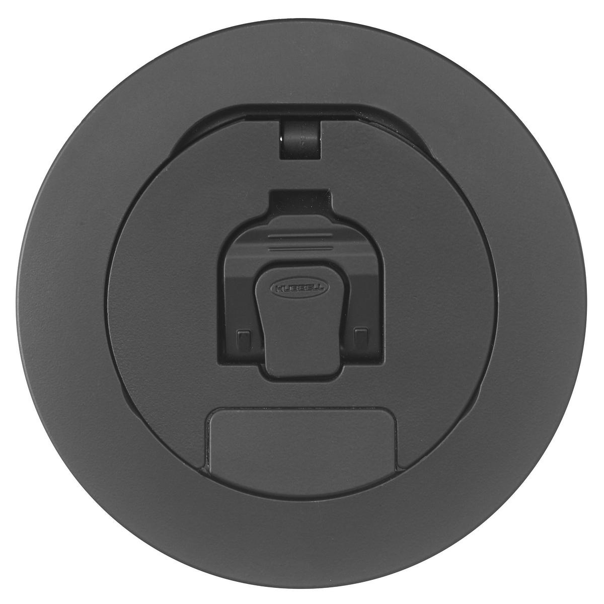 Hubbell Wiring Device-Kellems S1R4CVRBLK Fire-Rated Standard Sized Cover, 5-1/2 in Dia, Cast Aluminum