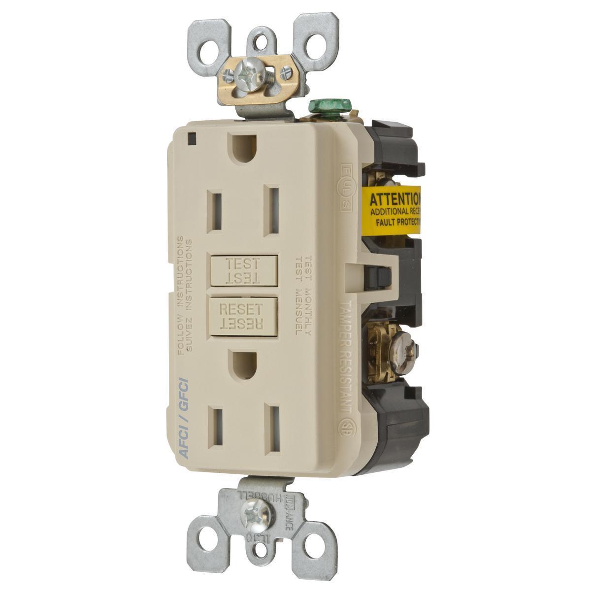 Hubbell Wiring Device-Kellems AFGF15TRI AFCI/GFCI Receptacles