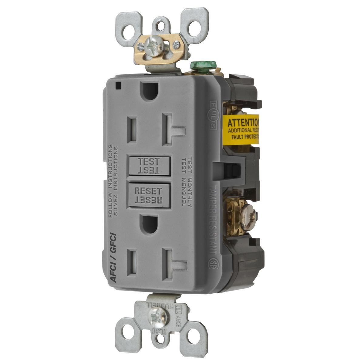 Hubbell Wiring Device-Kellems AFGF20TRGY AFCI/GFCI Receptacles