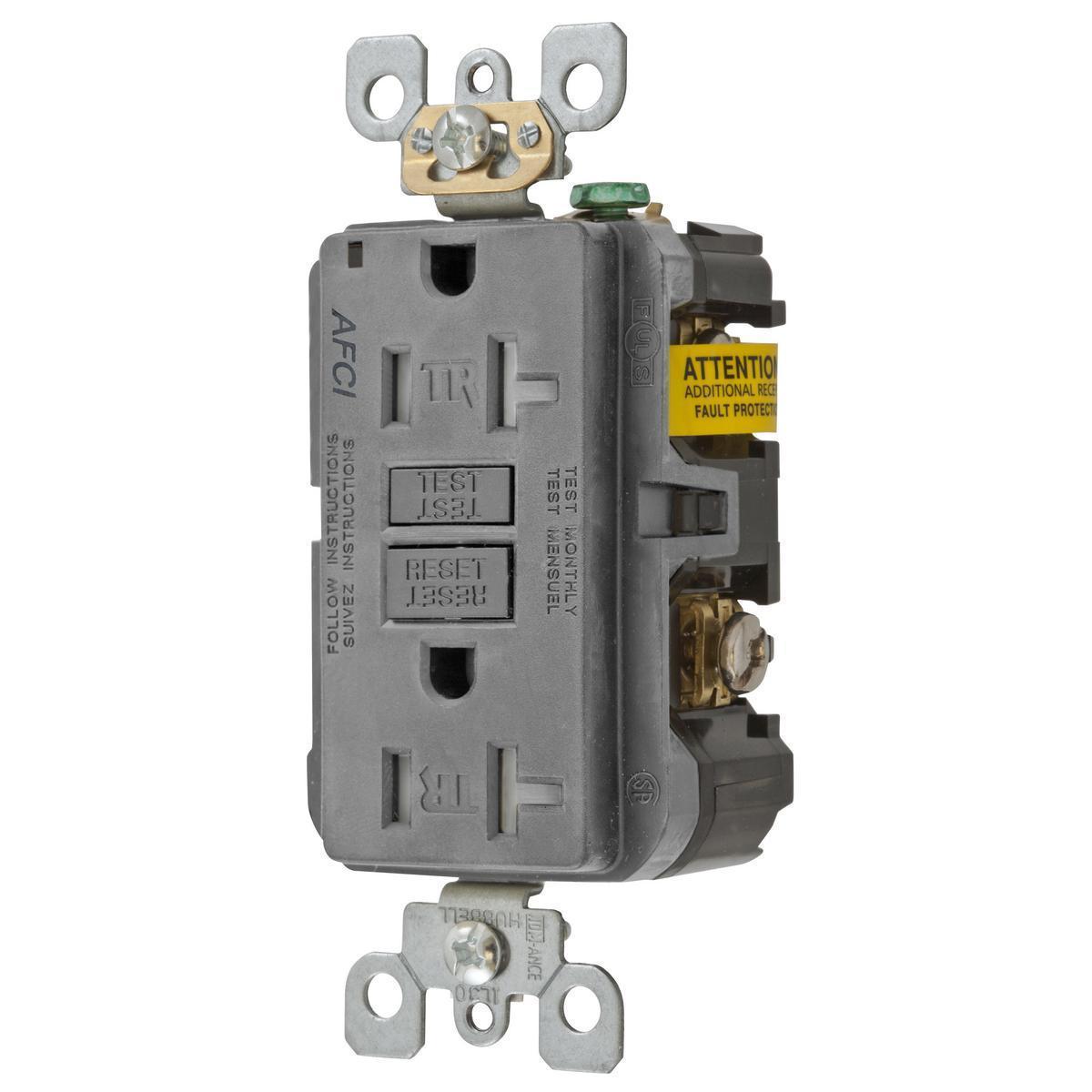 Hubbell Wiring Device-Kellems AFR20TRGY AFCI Receptacles